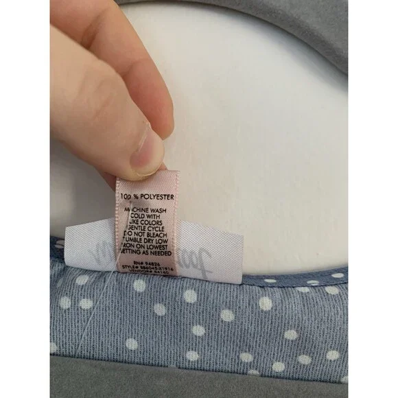 NWT Willow & Root Square Neck Blue/White Polka Dot Flutter Sleeve Blouse- Size M - Picture 9 of 10